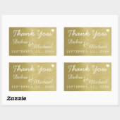 Sticker Rectangulaire faux or merci, mariage (Feuille)