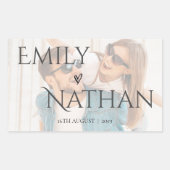 Sticker Rectangulaire Faux Vellum Effet Photo Mariage Cute Rectangulaire (Devant)