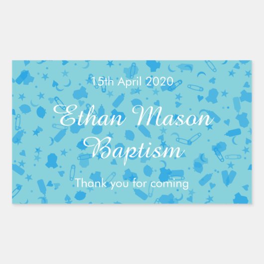 Sticker Rectangulaire Faveur de baptême Confetti Bleu Bébé (Devant)