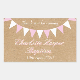 Sticker Rectangulaire Faveur de baptême rose Baby Bunting