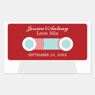 Sticker Rectangulaire Faveur de mariage rétro Mixtape