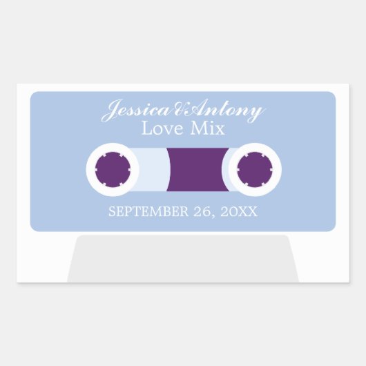 Sticker Rectangulaire Faveur de mariage rétro Mixtape (Devant)