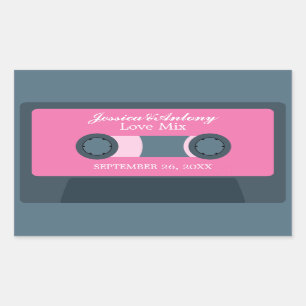 Sticker Rectangulaire Faveur de mariage rétro Mixtape