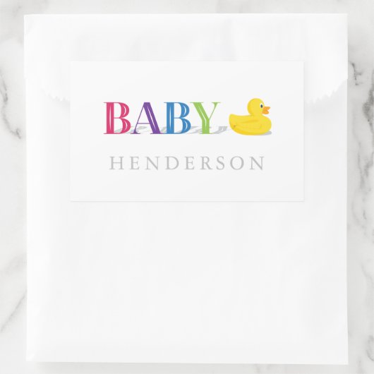 Sticker Rectangulaire Favoriser un Baby shower neutre pour les femmes (Sac)