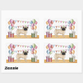 Sticker Rectangulaire Fawn Carlin Chien Coloré Pastel Balloons d'anniver (Feuille)