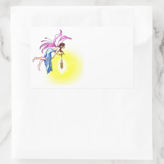 Sticker Rectangulaire Fée avec lanterne (Sac)