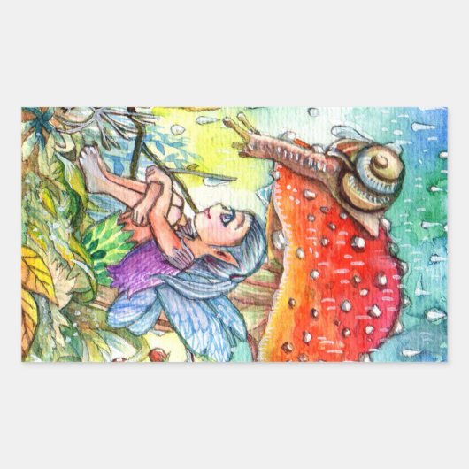 Sticker Rectangulaire Fée et escargot (Devant)