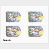 Sticker Rectangulaire Fée et licorne (Feuille)