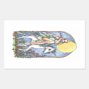 Sticker Rectangulaire Fée et licorne