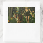 Sticker Rectangulaire Fée et tigre dans la jungle (Sac)