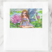 Sticker Rectangulaire Fée sur Lily Pad (Sac)