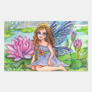 Sticker Rectangulaire Fée sur Lily Pad