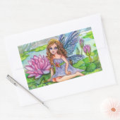 Sticker Rectangulaire Fée sur Lily Pad (Enveloppe)