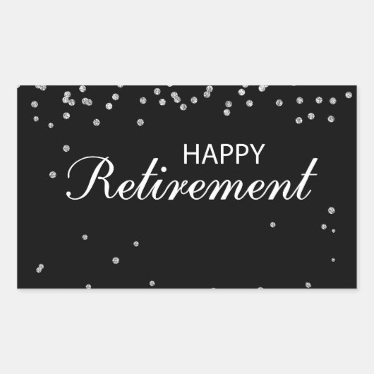 Sticker Rectangulaire Félicitations à la retraite Noir avec étincelle d' (Devant)