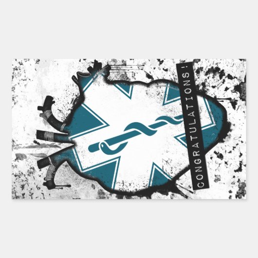 Sticker Rectangulaire félicitations au travailleur des services médicaux (Devant)