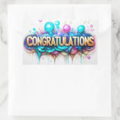 Sticker Rectangulaire Félicitations ! Conception colorée (Sac)