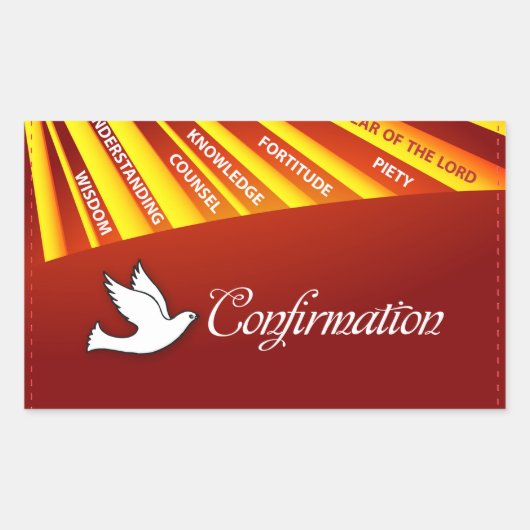 Sticker Rectangulaire Félicitations Confirmation Colombe avec Or et R (Devant)