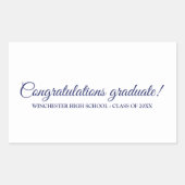 Sticker Rectangulaire Félicitations Diplômé marine blanche script person (Devant)