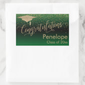 Sticker Rectangulaire Félicitations Gold Confetti Graduation Green (Sac)