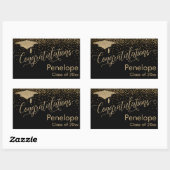 Sticker Rectangulaire Félicitations Gold Confetti Graduation Noir (Feuille)