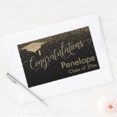 Sticker Rectangulaire Félicitations Gold Confetti Graduation Noir (Enveloppe)