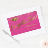 Sticker Rectangulaire Félicitations Graduate Class of Gold on Pink (Enveloppe)