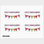 Sticker Rectangulaire Feliz cumpleaños, heureux anniversaire espagnol (Feuille)