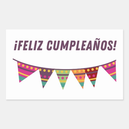Sticker Rectangulaire Feliz cumpleaños, heureux anniversaire espagnol (Devant)