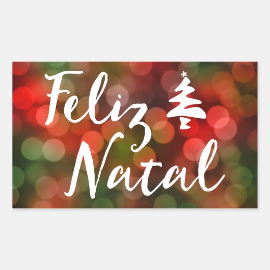 Sticker Rectangulaire Feliz Natal bokeh (Devant)