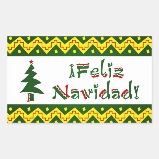 Sticker Rectangulaire Feliz Navidad arriba (Devant)