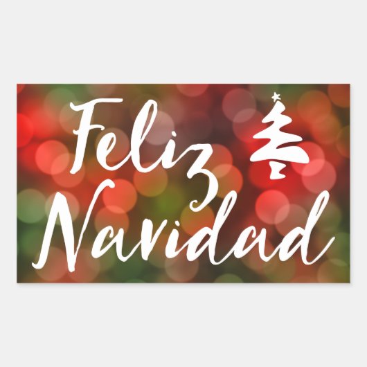 Sticker Rectangulaire Feliz Navidad (lumières des livres) (Devant)