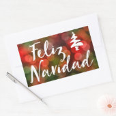 Sticker Rectangulaire Feliz Navidad (lumières des livres) (Enveloppe)