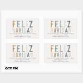 Sticker Rectangulaire Feliz Navidad terre cuite bleu typographie moderne (Feuille)