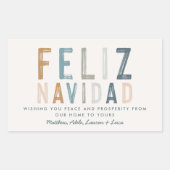 Sticker Rectangulaire Feliz Navidad terre cuite bleu typographie moderne (Devant)