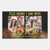 Sticker Rectangulaire Feliz Navidad y Año Nuevo Elegant Script Photo (Devant)