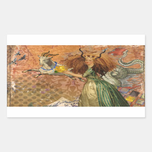 Sticker Rectangulaire Femme Capricorne Chèvre Fantaisie Amusant