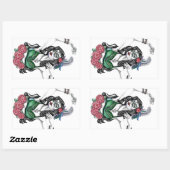 Sticker Rectangulaire Femme crâne de sucre avec Rose (Feuille)