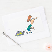 Sticker Rectangulaire Femme drôle transportant des bagages émotionnels