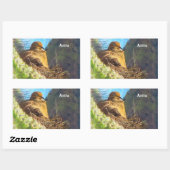 Sticker Rectangulaire Femme en deuil avec bébé Saguaro Cactus Nest (Feuille)