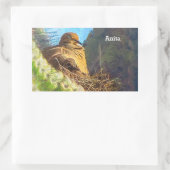 Sticker Rectangulaire Femme en deuil avec bébé Saguaro Cactus Nest (Sac)