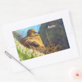 Sticker Rectangulaire Femme en deuil avec bébé Saguaro Cactus Nest (Enveloppe)