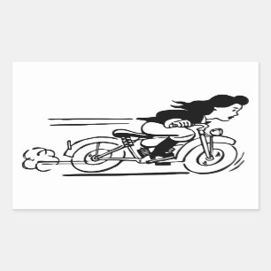 Sticker Rectangulaire Femme équitation Moto Moto Moker Chick Art