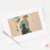 Sticker Rectangulaire Femme japonaise Kimono : Ukiyo-e Woodblock Imprime (Enveloppe)