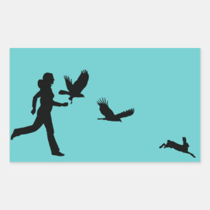 Sticker Rectangulaire Femme pilotant des faucons de Harris