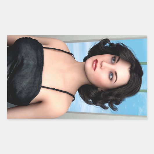 Sticker Rectangulaire Femme Vintage (Devant)