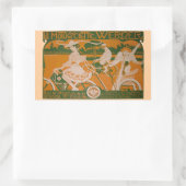 Sticker Rectangulaire Femme vintage à vélo avec Cupidon (Sac)