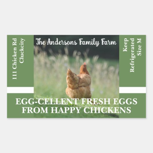 Sticker Rectangulaire Ferme familiale Funny Poulet Modèle photo vert (Devant)