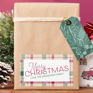 Sticker Rectangulaire Ferme Plaid Joyeux Noël Nom de famille Rectan