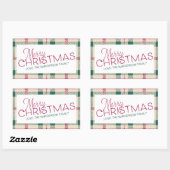 Sticker Rectangulaire Ferme Plaid Joyeux Noël Nom de famille Rectan (Feuille)