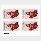 Sticker Rectangulaire Fermier de fraises du Père Noël (Feuille)